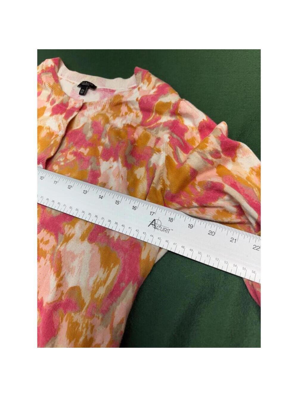 Talbots Cardigan Womens 2XP Petite Floral Print 3/4 Sleeve Pink Orange VNeck - Picture 6 of 8